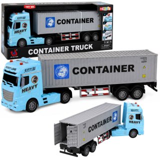 LEAN Toys Ciężarówka z Kontenerem Otwierane Drzwi Światła Dźwięki Niebieska 54 cm