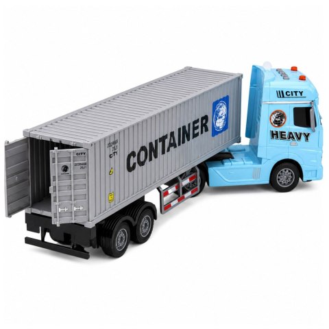 LEAN Toys Ciężarówka z Kontenerem Otwierane Drzwi Światła Dźwięki Niebieska 54 cm