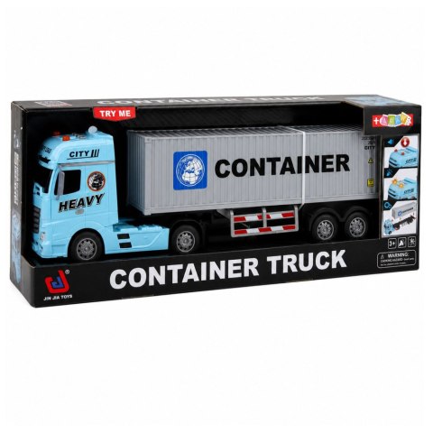 LEAN Toys Ciężarówka z Kontenerem Otwierane Drzwi Światła Dźwięki Niebieska 54 cm