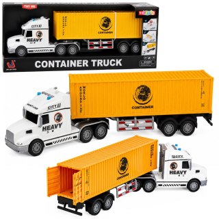 LEAN Toys Ciężarówka z Kontenerem Otwierane Drzwi Światła Dźwięki Żółta 54 cm
