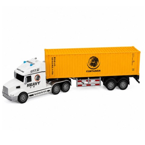 LEAN Toys Ciężarówka z Kontenerem Otwierane Drzwi Światła Dźwięki Żółta 54 cm