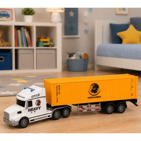 LEAN Toys Ciężarówka z Kontenerem Otwierane Drzwi Światła Dźwięki Żółta 54 cm