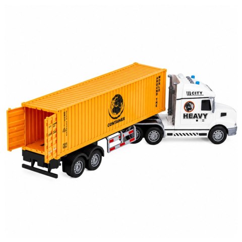 LEAN Toys Ciężarówka z Kontenerem Otwierane Drzwi Światła Dźwięki Żółta 54 cm