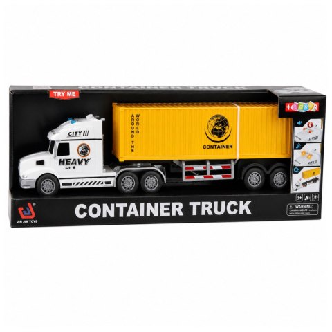 LEAN Toys Ciężarówka z Kontenerem Otwierane Drzwi Światła Dźwięki Żółta 54 cm