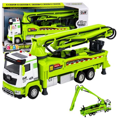 LEAN Toys Ciężarówka z Pompą Do Betonu Napęd Światła Dźwięki Woda Zielona 1:40