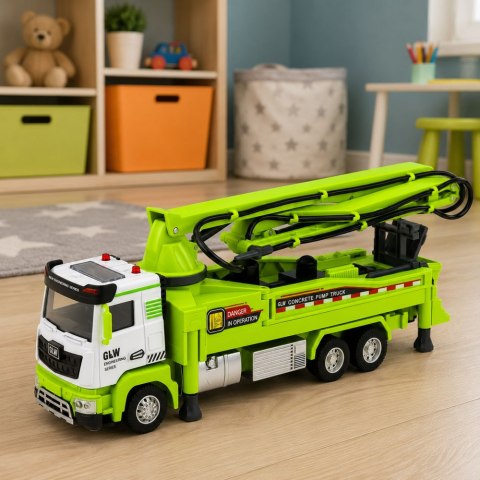 LEAN Toys Ciężarówka z Pompą Do Betonu Napęd Światła Dźwięki Woda Zielona 1:40