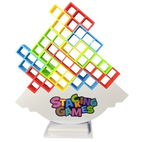 LEAN Toys Gra Zręcznościowa Balansująca Wieża Tetris 16 Klocków 22 Karty Kolorowe