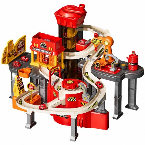LEAN Toys Interaktywny Tor Parking Samochodowy Warsztat Myjnia 8 Autek Straż Pożarna