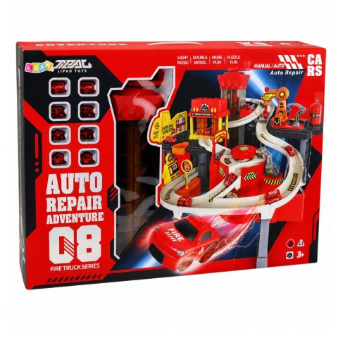 LEAN Toys Interaktywny Tor Parking Samochodowy Warsztat Myjnia 8 Autek Straż Pożarna