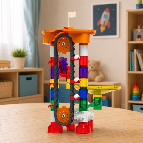 LEAN Toys Klocki Konstrukcyjne Kosmiczny Tor Dla Kulek Tunele Kolorowy 3D 85 el.