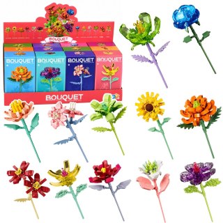 LEAN Toys Klocki Konstrukcyjne Pojedynczy Kwiat Z Łodygą Kolorowy Mix 71-106 El.