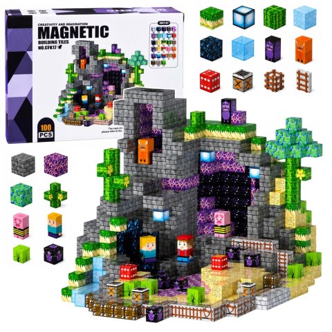 LEAN Toys Klocki Magnetyczne Piksele Sześciany Kostki Pikselowy Świat 100 el.