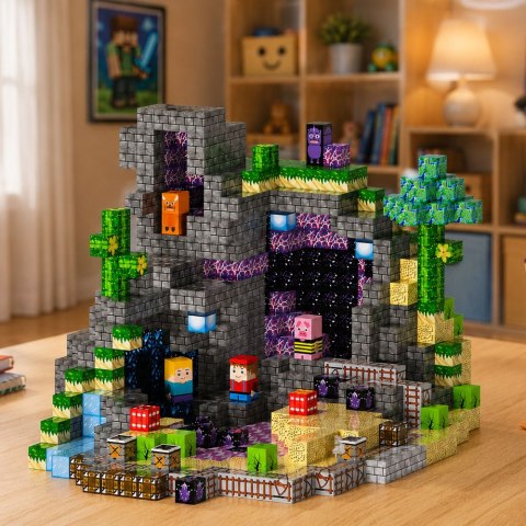 LEAN Toys Klocki Magnetyczne Piksele Sześciany Kostki Pikselowy Świat 100 el.