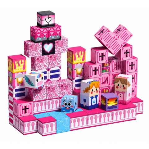 LEAN Toys Klocki Magnetyczne Piksele Sześciany Kostki Pikselowy Świat Różowe 80 el.