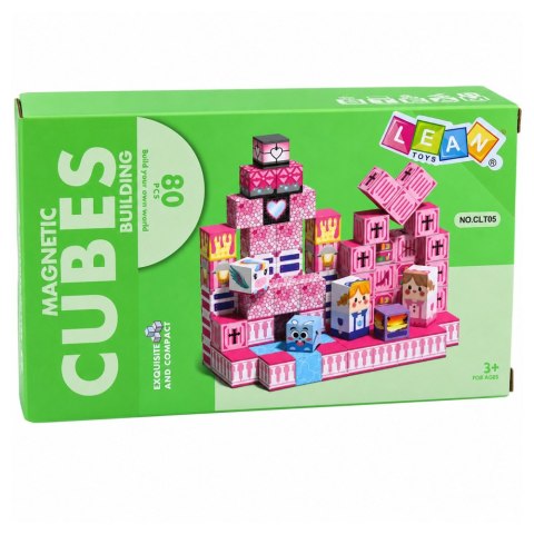 LEAN Toys Klocki Magnetyczne Piksele Sześciany Kostki Pikselowy Świat Różowe 80 el.
