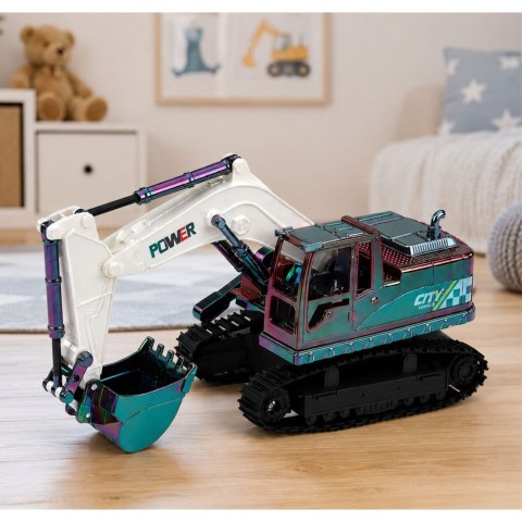 LEAN Toys Koparka Gąsienicowa Zdalnie Sterowana RC Ruchome Ramię Kameleon Światła 1:14