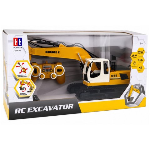 LEAN Toys Koparka Gąsienicowa Zdalnie Sterowana RC Światła Dźwięki Żółta 1:16