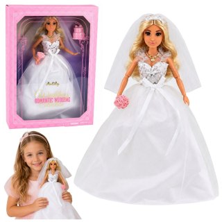 LEAN Toys Lalka Anlily w Sukni Ślubnej Z Cekinami Panna Młoda Welon Bukiet Tort