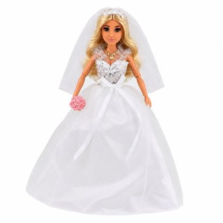 LEAN Toys Lalka Anlily w Sukni Ślubnej Z Cekinami Panna Młoda Welon Bukiet Tort