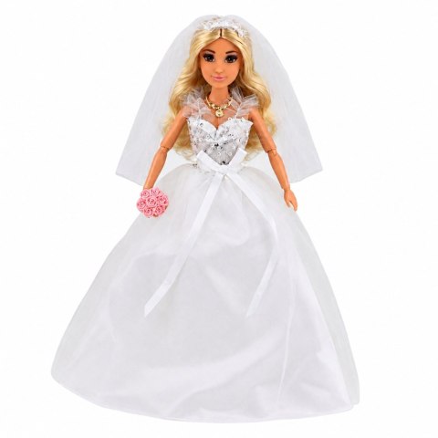 LEAN Toys Lalka Anlily w Sukni Ślubnej Z Cekinami Panna Młoda Welon Bukiet Tort