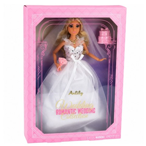 LEAN Toys Lalka Anlily w Sukni Ślubnej Z Cekinami Panna Młoda Welon Bukiet Tort