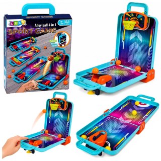 LEAN Toys Mini Gra Zręcznościowa 3w1 Koszykówka Pinball Kręgle Przenośna Walizka