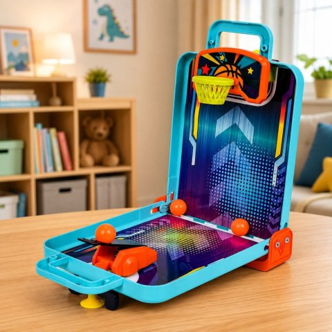 LEAN Toys Mini Gra Zręcznościowa 3w1 Koszykówka Pinball Kręgle Przenośna Walizka