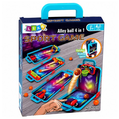 LEAN Toys Mini Gra Zręcznościowa 3w1 Koszykówka Pinball Kręgle Przenośna Walizka