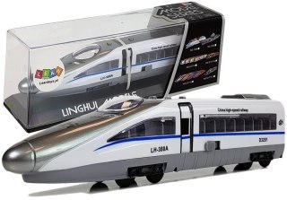 LEAN Toys Pociąg Pendolino z Naciągiem Biały z Dźwiękiem i Światłami