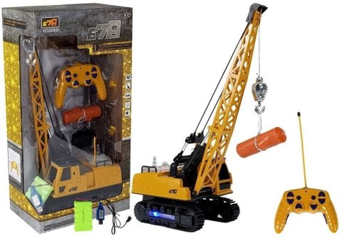 LEAN Toys Pojazd Budowlany Dźwig Zdalnie Sterowany RC Ruchome Ramie Światła Żółty