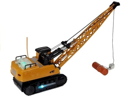 LEAN Toys Pojazd Budowlany Dźwig Zdalnie Sterowany RC Ruchome Ramie Światła Żółty