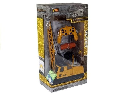 LEAN Toys Pojazd Budowlany Dźwig Zdalnie Sterowany RC Ruchome Ramie Światła Żółty