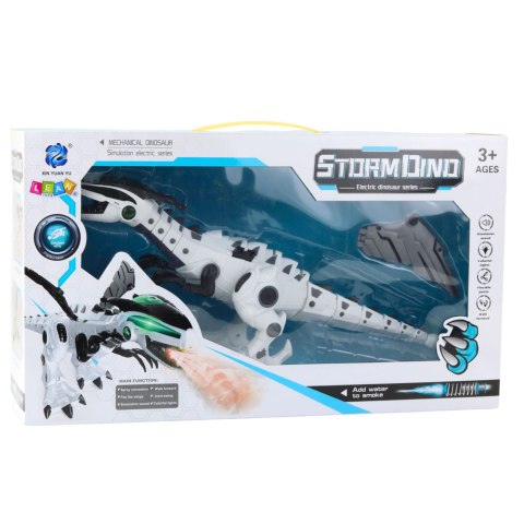 LEAN Toys Robot Dinozaur Na Baterie Ruchome Skrzydła Światła Dźwięk Biały