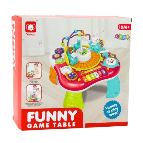 LEAN Toys Stolik Edukacyjny Interaktywny Panel Muzyczny Pianinko 2w1 Czerwony