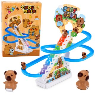 LEAN Toys Tor Zjeżdżalnia Dla Kapibar Ruchome Schodki Figurki Światła Dźwięki