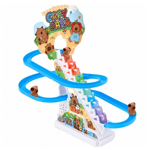LEAN Toys Tor Zjeżdżalnia Dla Kapibar Ruchome Schodki Figurki Światła Dźwięki