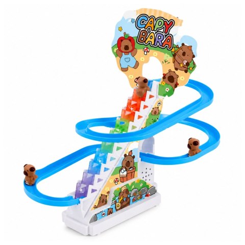 LEAN Toys Tor Zjeżdżalnia Dla Kapibar Ruchome Schodki Figurki Światła Dźwięki