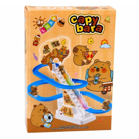 LEAN Toys Tor Zjeżdżalnia Dla Kapibar Ruchome Schodki Figurki Światła Dźwięki