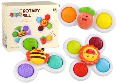 LEAN Toys Zabawka Sensoryczna Spinnery Pszczółka Słoneczko Marchewka Przyssawki