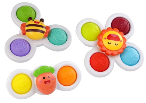 LEAN Toys Zabawka Sensoryczna Spinnery Pszczółka Słoneczko Marchewka Przyssawki