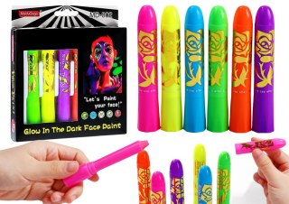 LEAN Toys Zestaw Do Malowania Twarzy Pisaki Kredki Neonowe Fluorescencyjne 6szt