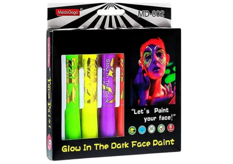 LEAN Toys Zestaw Do Malowania Twarzy Pisaki Kredki Neonowe Fluorescencyjne 6szt