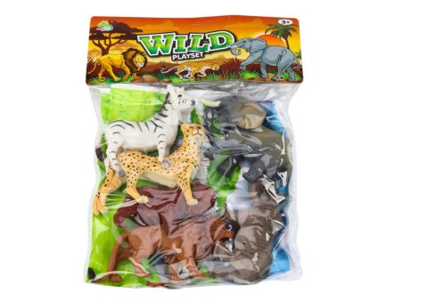 LEAN Toys Zestaw Figurek Dzikich Zwierząt 6 Sztuk Słoń Lew Nosorożec