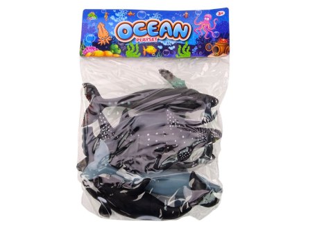 LEAN Toys Zestaw Figurek Największych Zwierząt Morskich Orka Wieloryb Rekin 6Szt