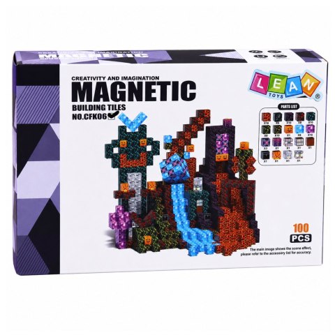 LEAN Toys Zestaw Klocki Magnetyczne Kostki Sześciany Piksele 3D Mroczny Świat 100 el.