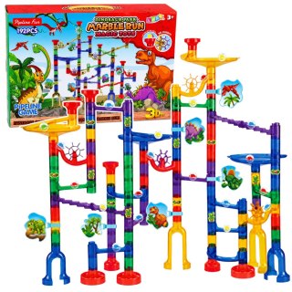 LEAN Toys Zestaw Konstrukcyjny Tor Dla Kulek Tunele Kolorowe Dinozaury 192 el.