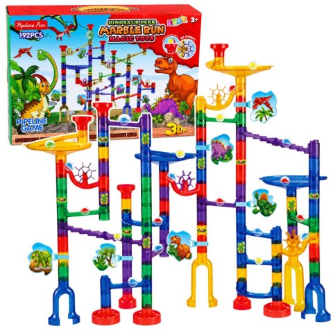 LEAN Toys Zestaw Konstrukcyjny Tor Dla Kulek Tunele Kolorowe Dinozaury 192 el.