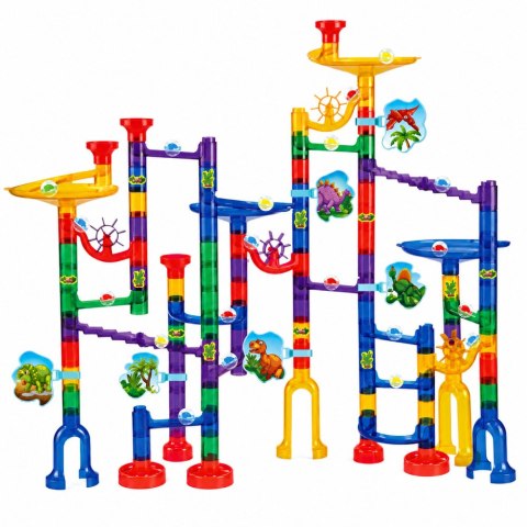 LEAN Toys Zestaw Konstrukcyjny Tor Dla Kulek Tunele Kolorowe Dinozaury 192 el.