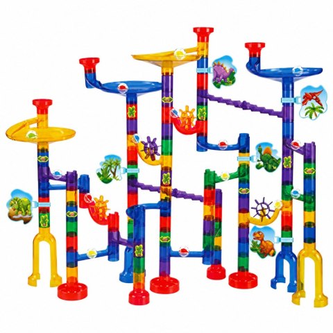 LEAN Toys Zestaw Konstrukcyjny Tor Dla Kulek Tunele Kolorowe Dinozaury 192 el.