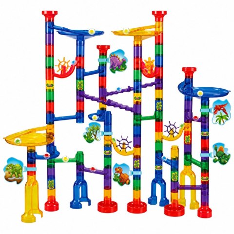 LEAN Toys Zestaw Konstrukcyjny Tor Dla Kulek Tunele Kolorowe Dinozaury 192 el.